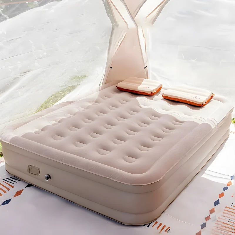 Queen Air Mattress with Built in Pump Upgraded Blow Up Mattress Luxury Flocked Top Airbed, Inflatable Mattress for Camping Guest