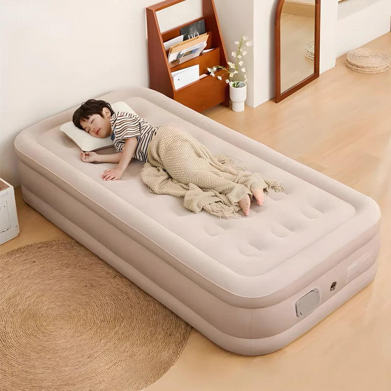 Queen Air Mattress with Built in Pump Upgraded Blow Up Mattress Luxury Flocked Top Airbed, Inflatable Mattress for Camping Guest